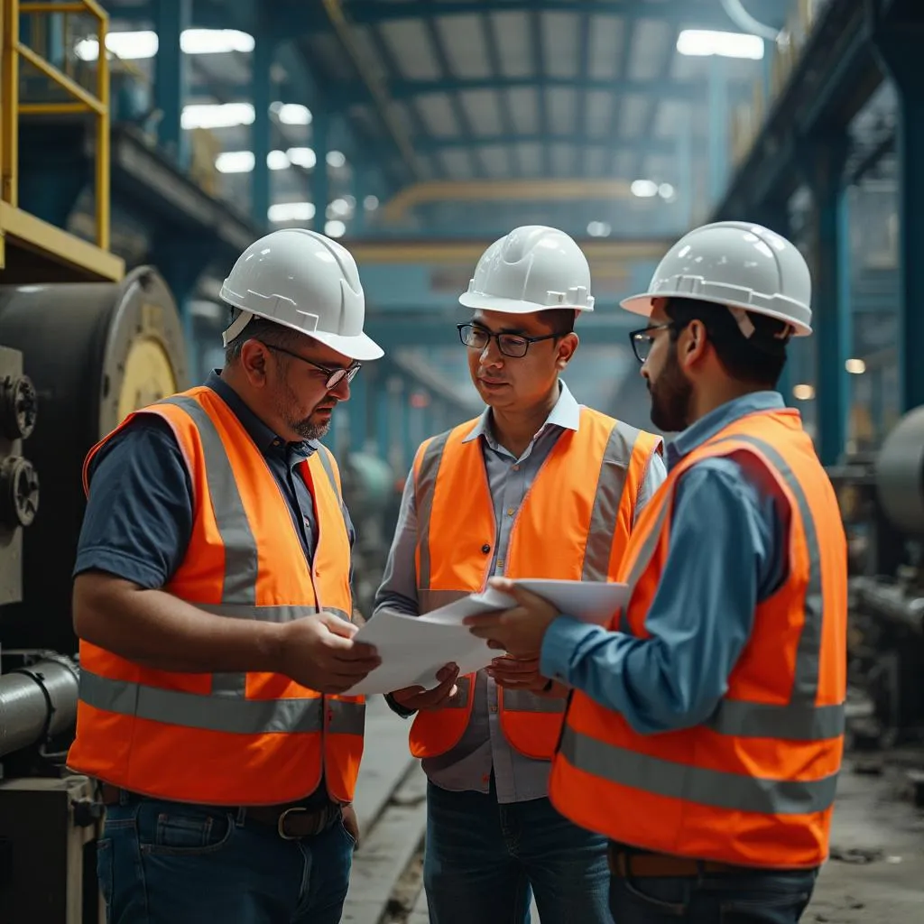 Equipo en trabajo de campo con cliente industrial